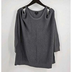 Torrid Ribbed Pullover Cold Shoulder Gray Stretch Sweater Sz 2X